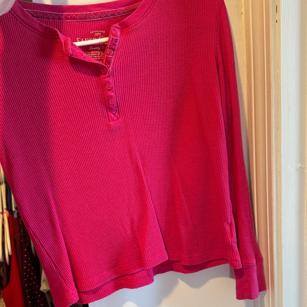 Pink Long Sleeve Henley Top faded glory y2k